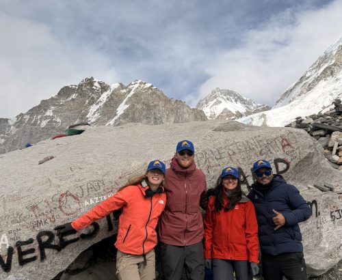 group of trekker at Everest Base Camp Stone