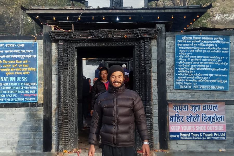 Lead guide Ajit at Muktinath Temple