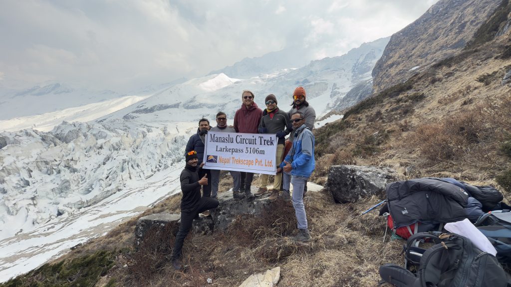 Lead guide Ajit with his group of trekkers