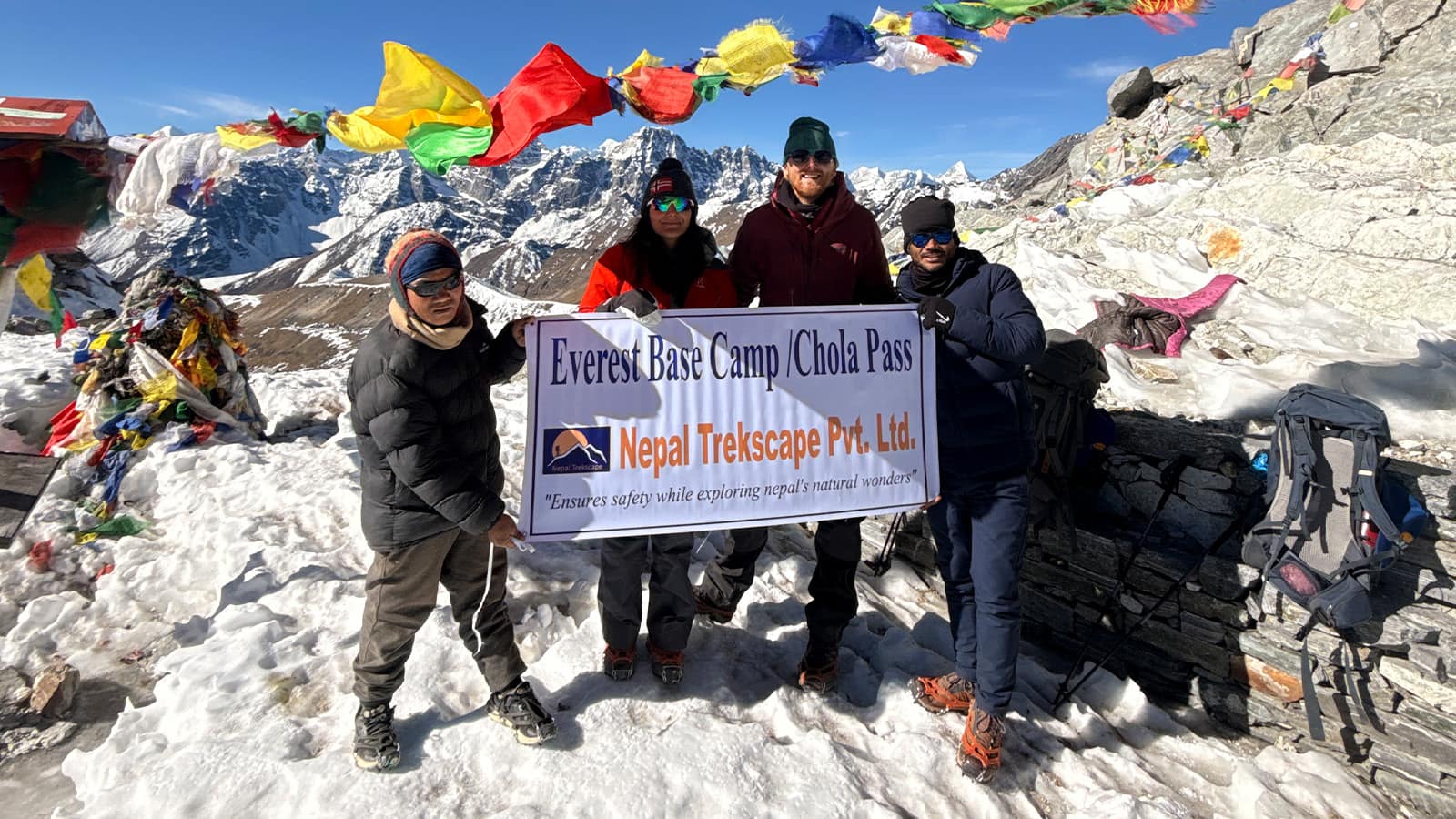 Ajit with his trekkers after crossing thorong la pass