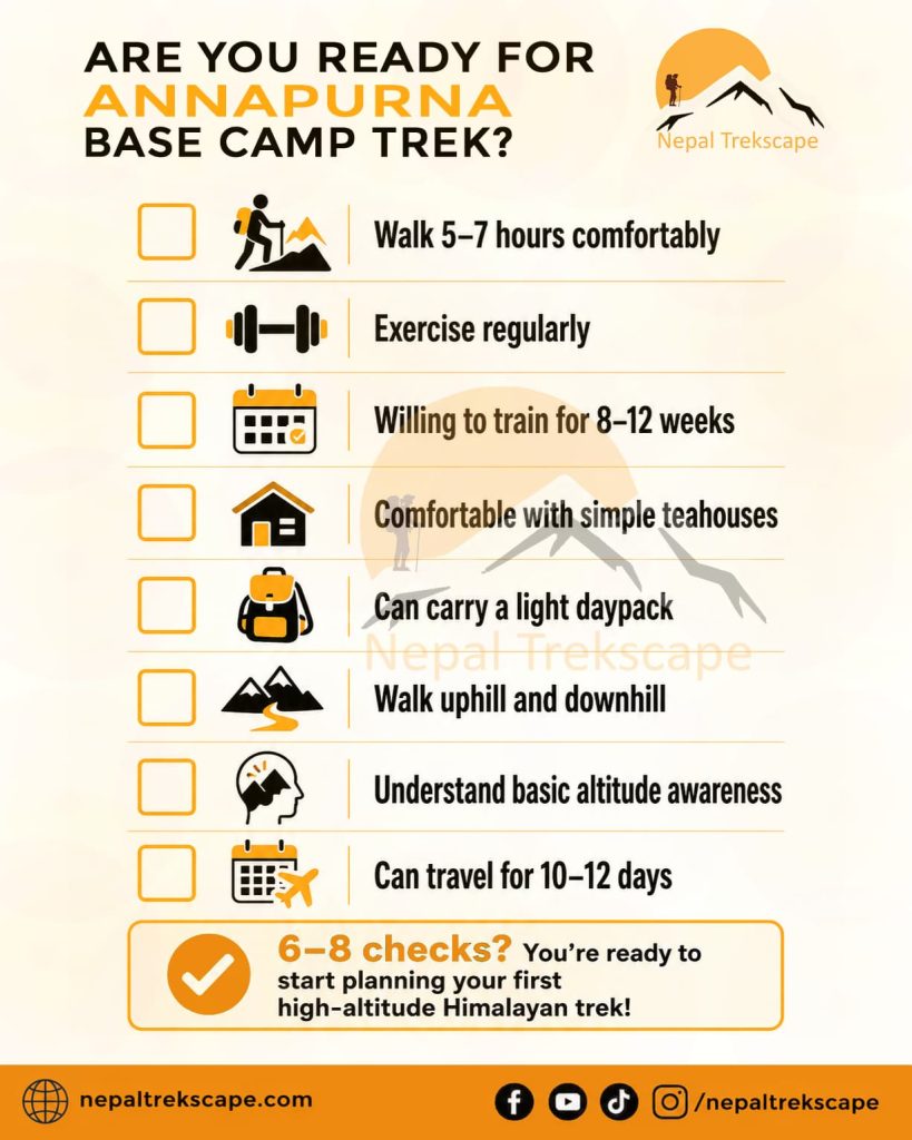Checklist for Annapurna Base Camp Trek